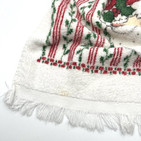 Vintage Crocheted Top Santa Christmas Kitchen Terrycloth Towel Cottage Festive - Picture 5 of 5